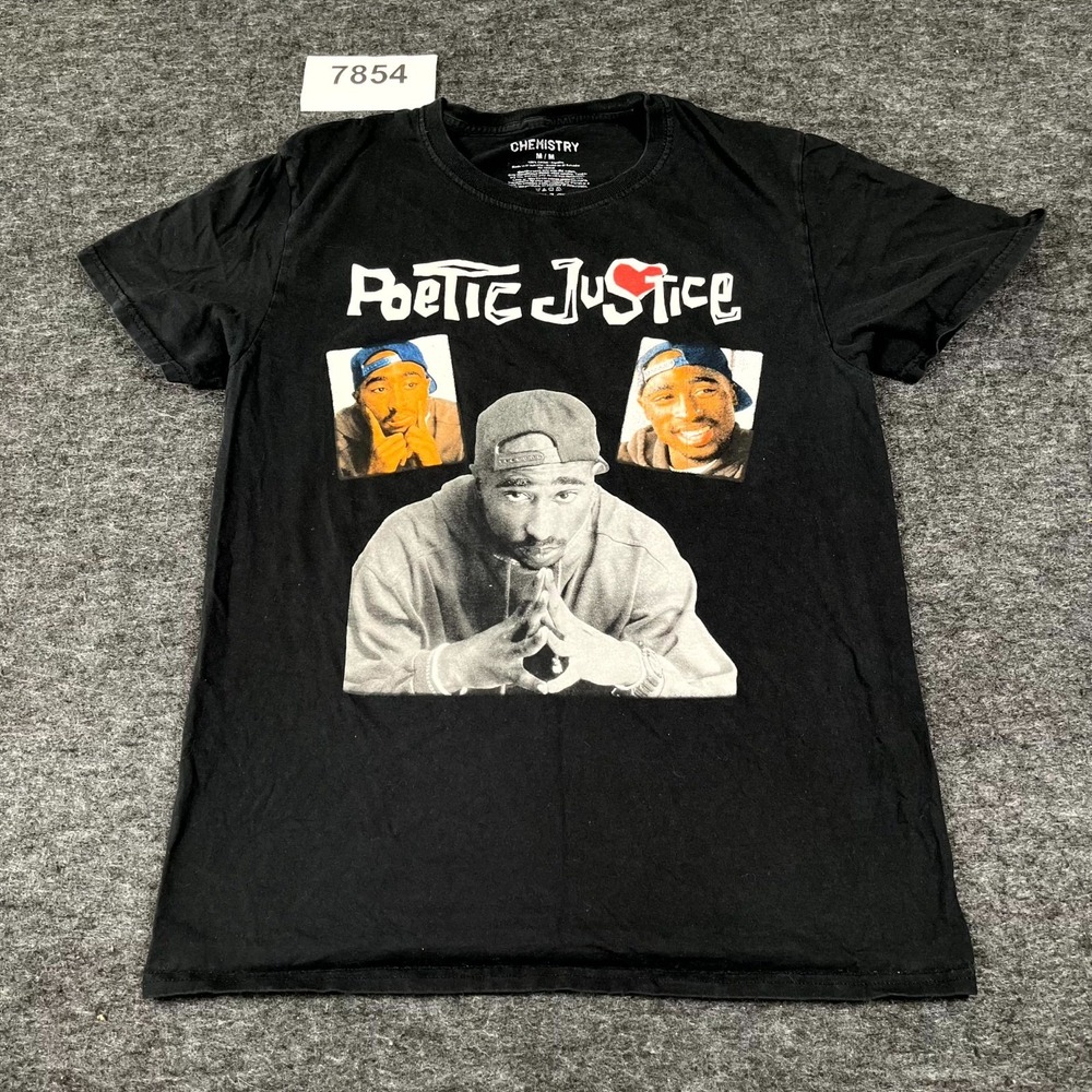 Real Chemistry T Shirt Mens Medium Black Poetic Justice Graphic Cotton Crew Neck